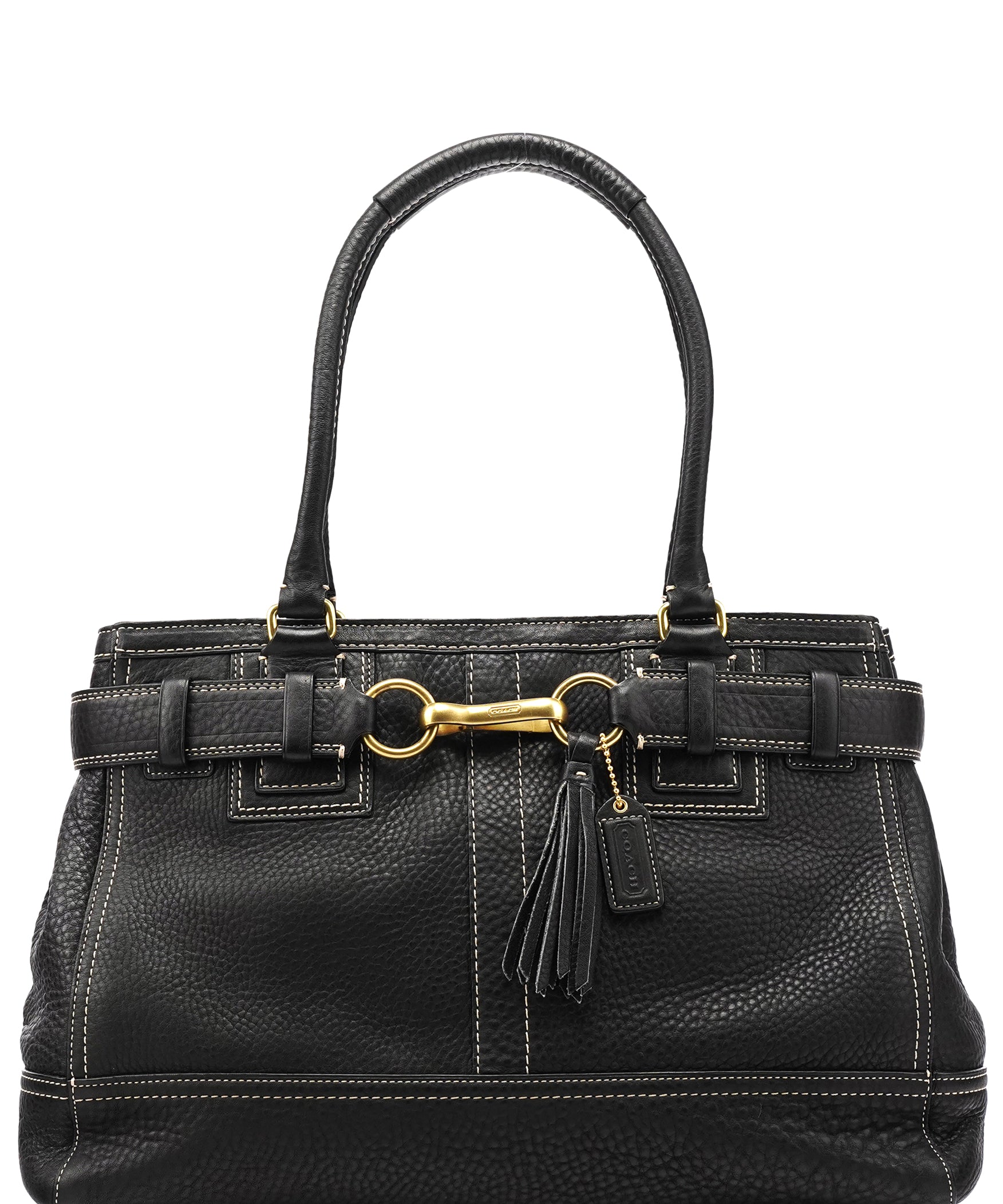 Coach 10213 Black Pebbled Leather Hamptons Tote Bag