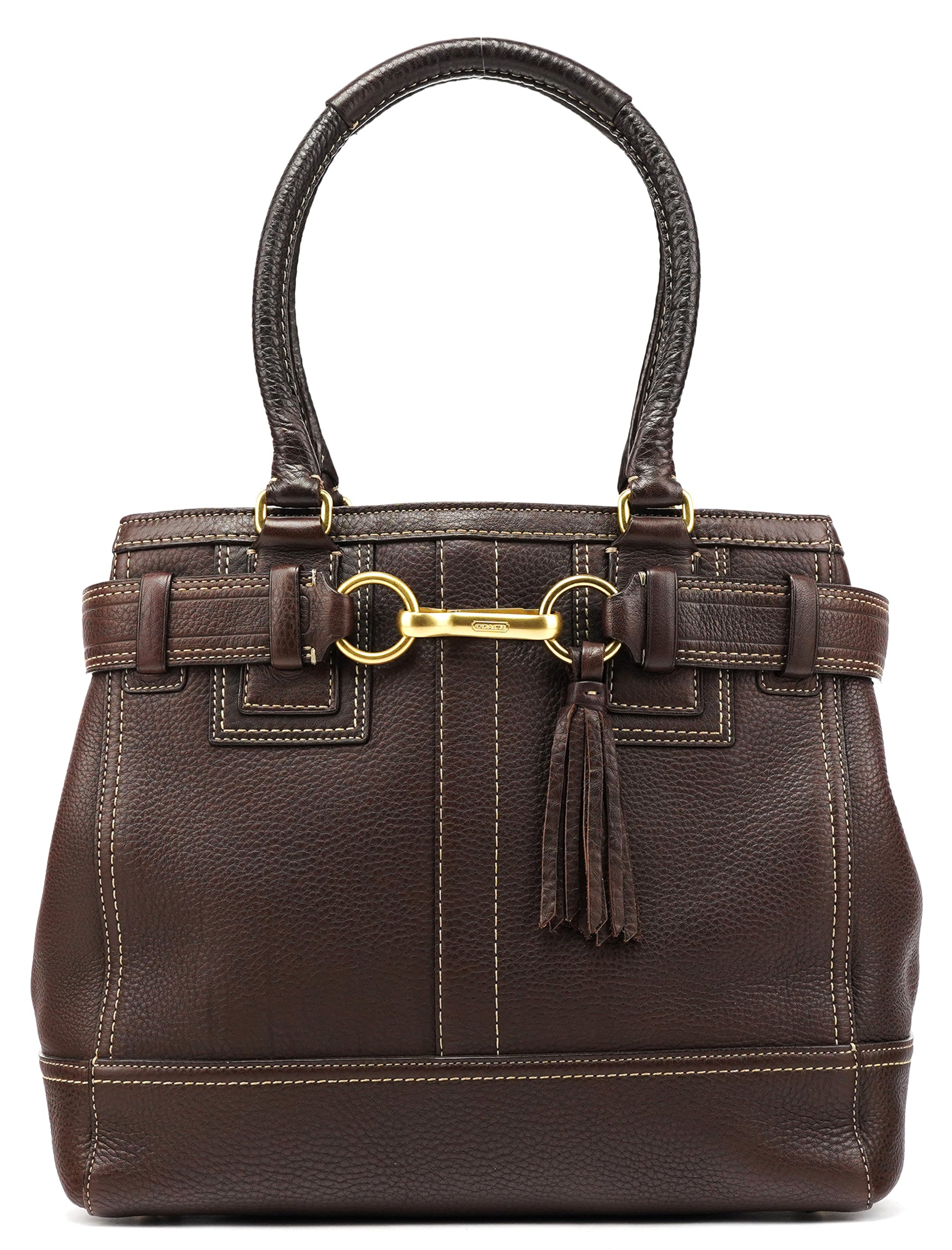 Coach 10214 Brown Pebbled Leather Hamptons Tote Bag