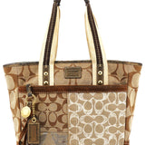 Coach 10234 Beige Brown Signature Patchwork Tote Bag