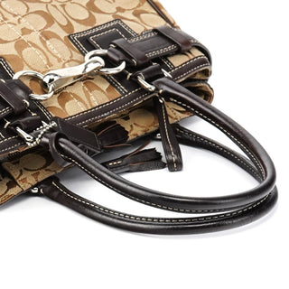Coach 10245 Beige Brown Signature Hampton Tote Bag