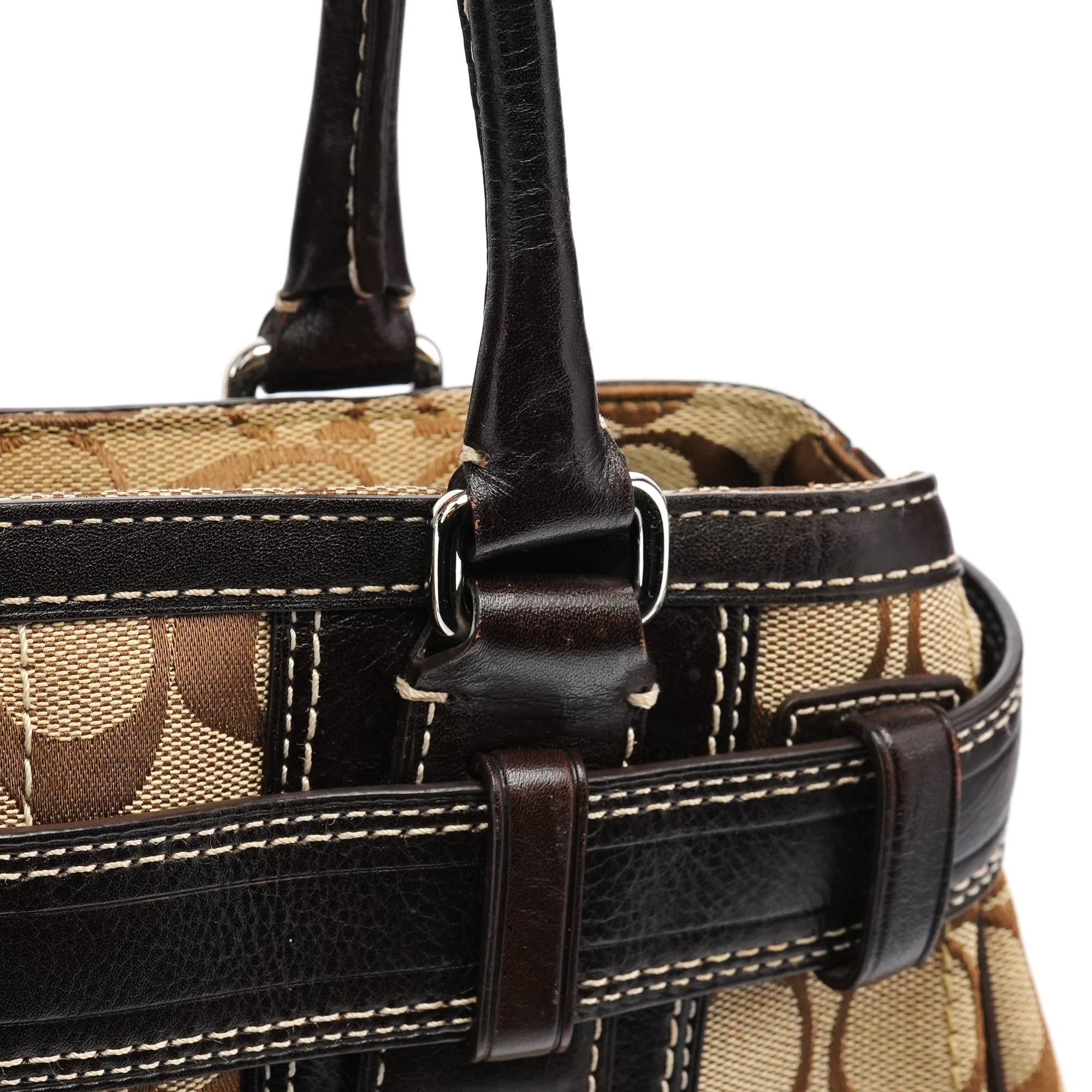 Coach 10245 Hampton Tote Bag aus Signature Canvas in Beige und Braun