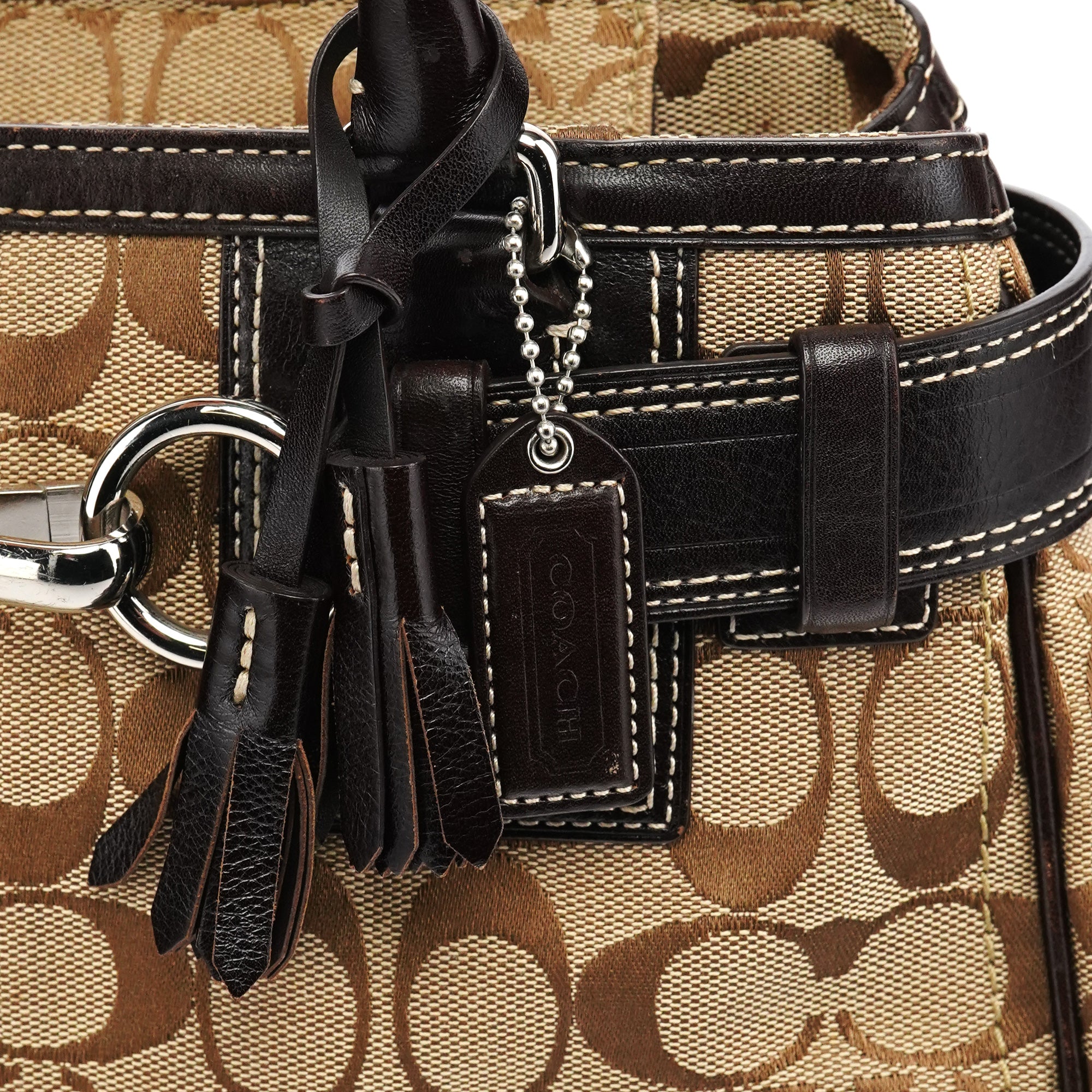 Coach 10245 Hampton Tote Bag aus Signature Canvas in Beige und Braun