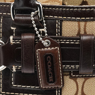 Coach 10245 Beige Brown Signature Hamptons Tote Bag