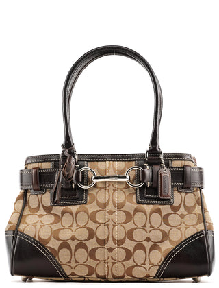 Coach 10245 Beige Brown Signature Hamptons Tote Bag