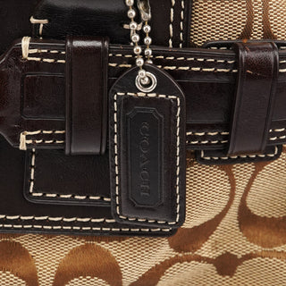 Coach 10245 Beige Brown Signature Hamptons Tote Bag