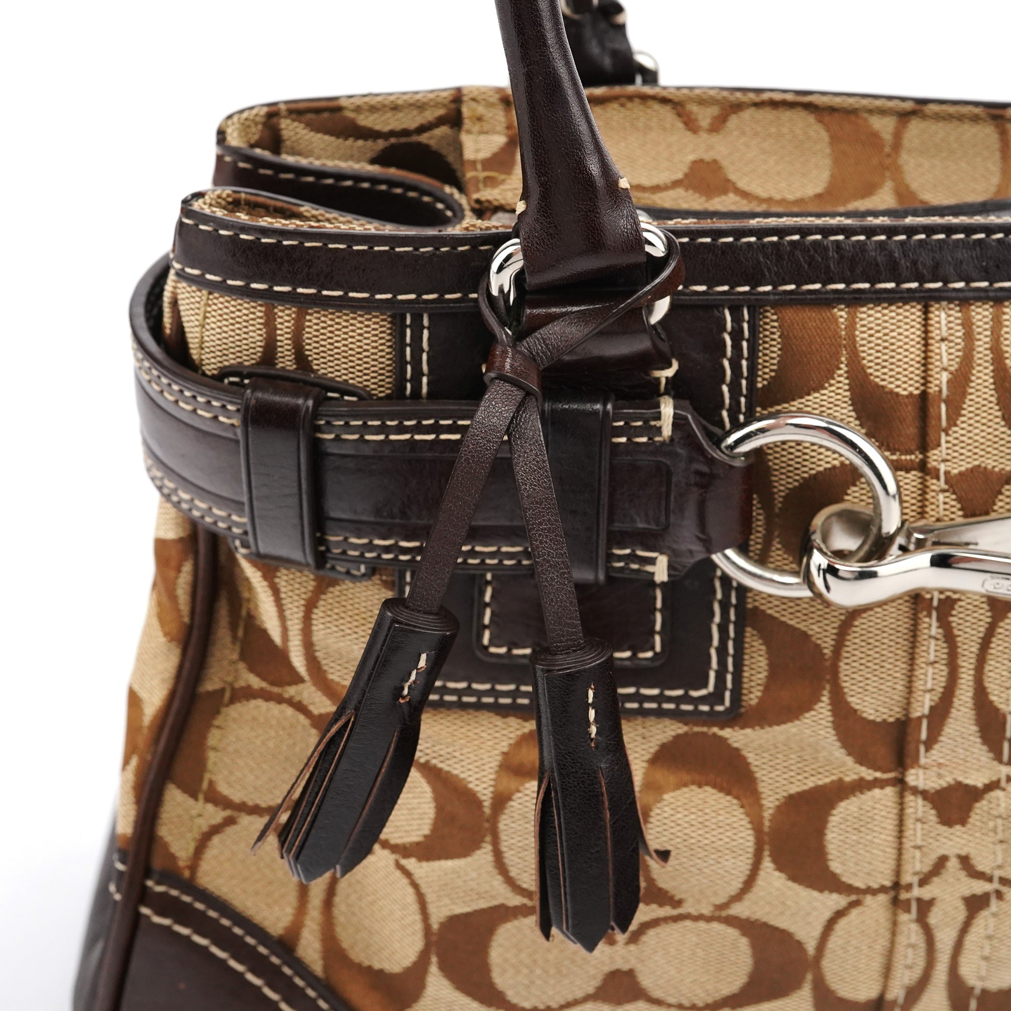 Coach 10245 Beige Brown Signature Hamptons Tote Bag