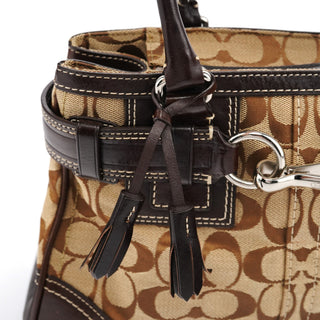 Coach 10245 Beige Brown Signature Hamptons Tote Bag