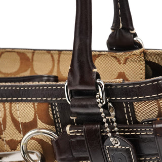 Coach 10245 Beige Brown Signature Hamptons Tote Bag