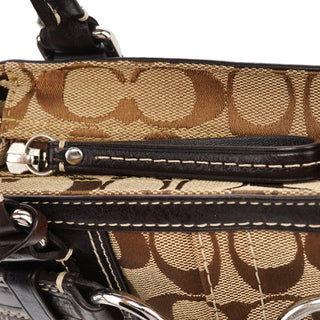 Coach 10245 Beige Brown Signature Hamptons Tote Bag