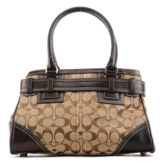 Coach 10245 Beige Brown Signature Hamptons Tote Bag