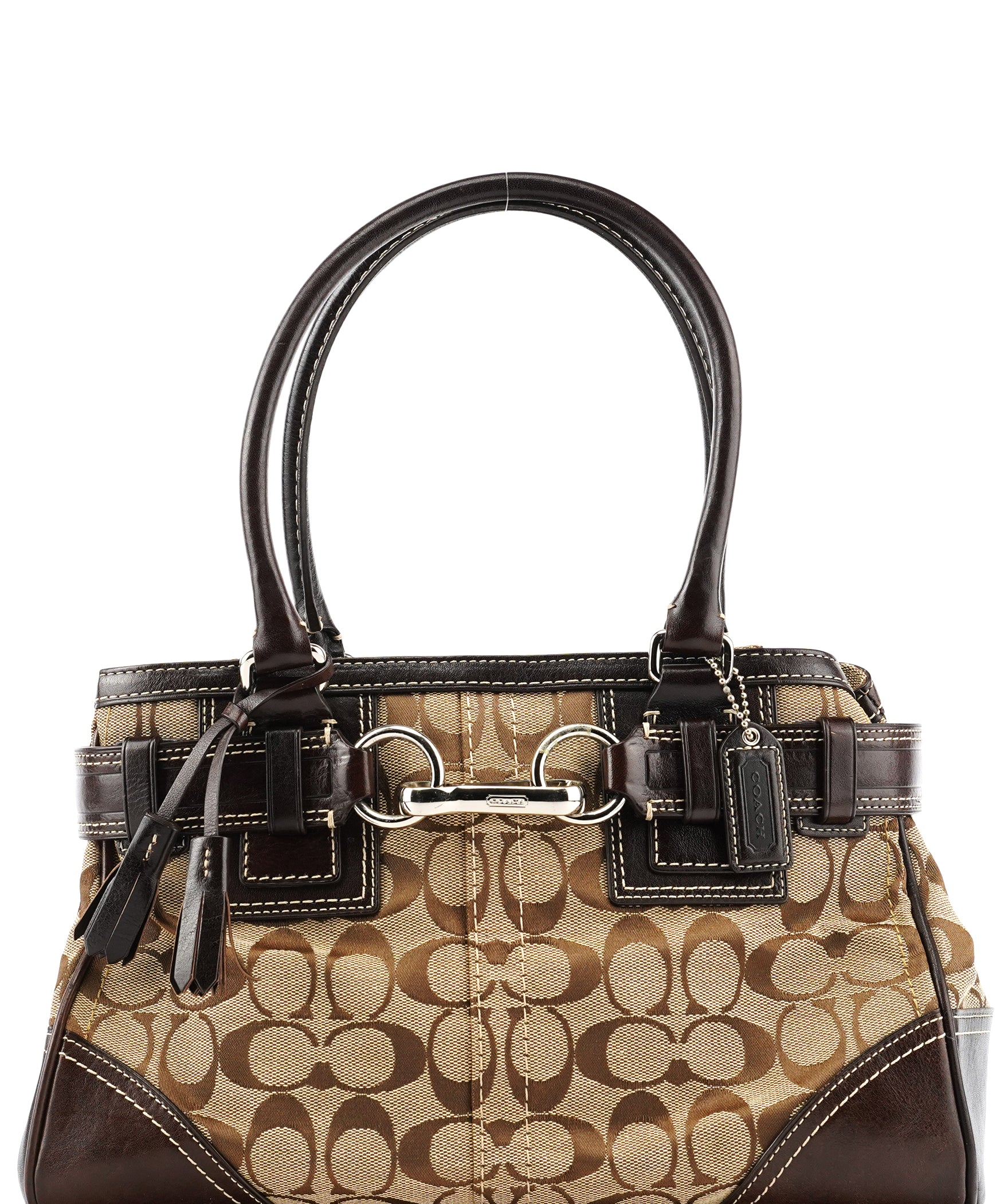 Coach 10245 Beige Brown Signature Hamptons Tote Bag