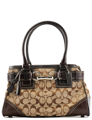 Coach 10245 Beige Brown Signature Hamptons Tote Bag