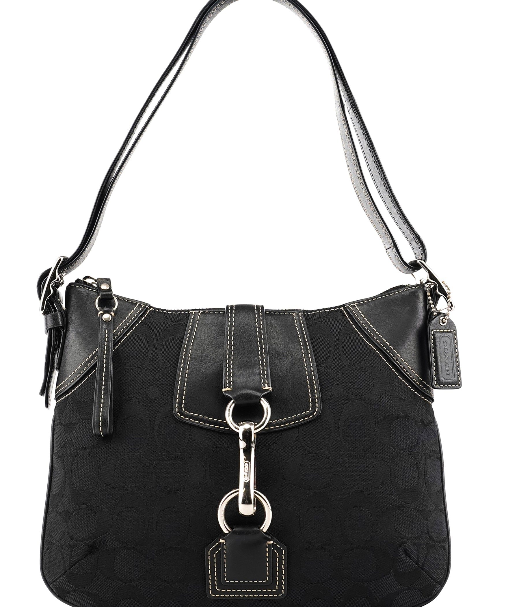 Coach 10249 Black Signature Canvas Hamptons Shoulder Bag