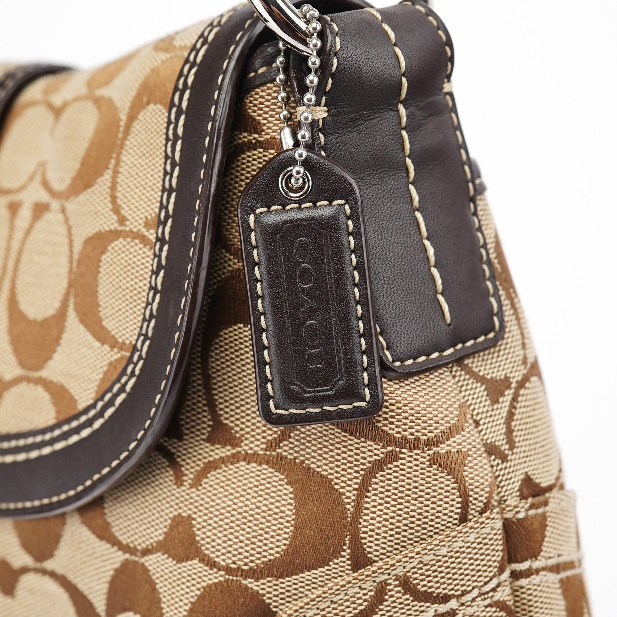 Coach 10297 Sac porté épaule Soho en toile Signature beige et marron