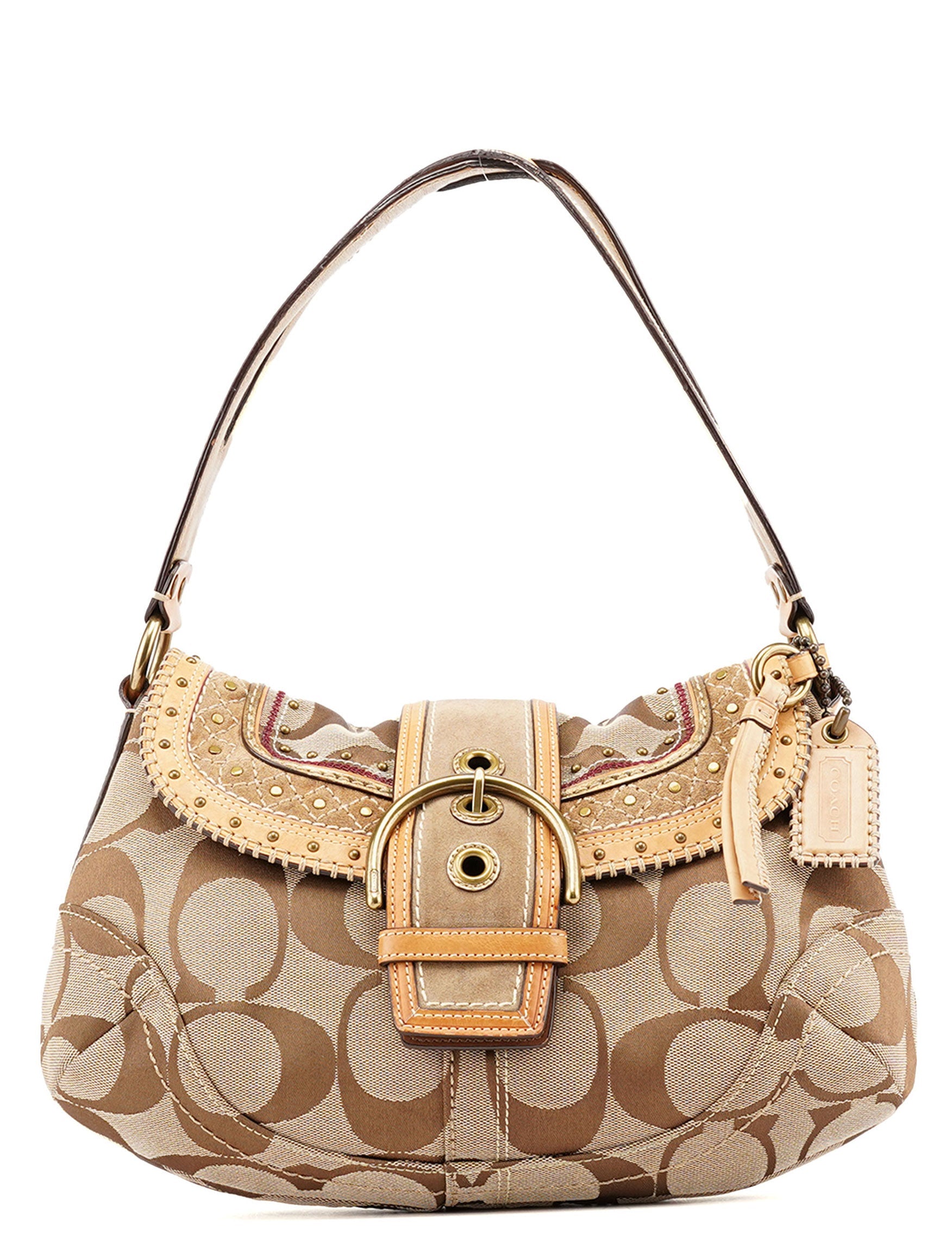 Coach 10484 Sac porté épaule Soho en toile Signature beige