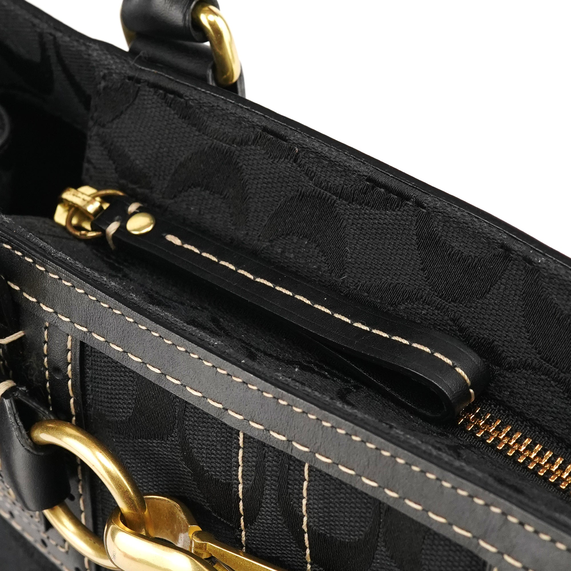 Coach 10507 Black Signature Canvas Hamptons Tote Bag