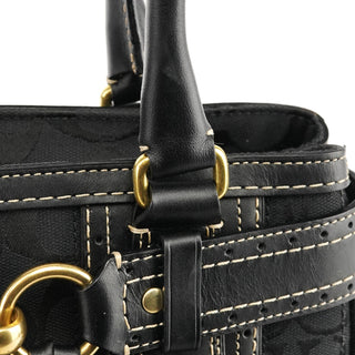 Coach 10507 Black Signature Canvas Hamptons Tote Bag