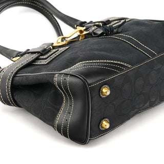 Coach 10507 Black Signature Canvas Hamptons Tote Bag