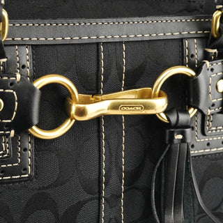 Coach 10507 Black Signature Canvas Hamptons Tote Bag