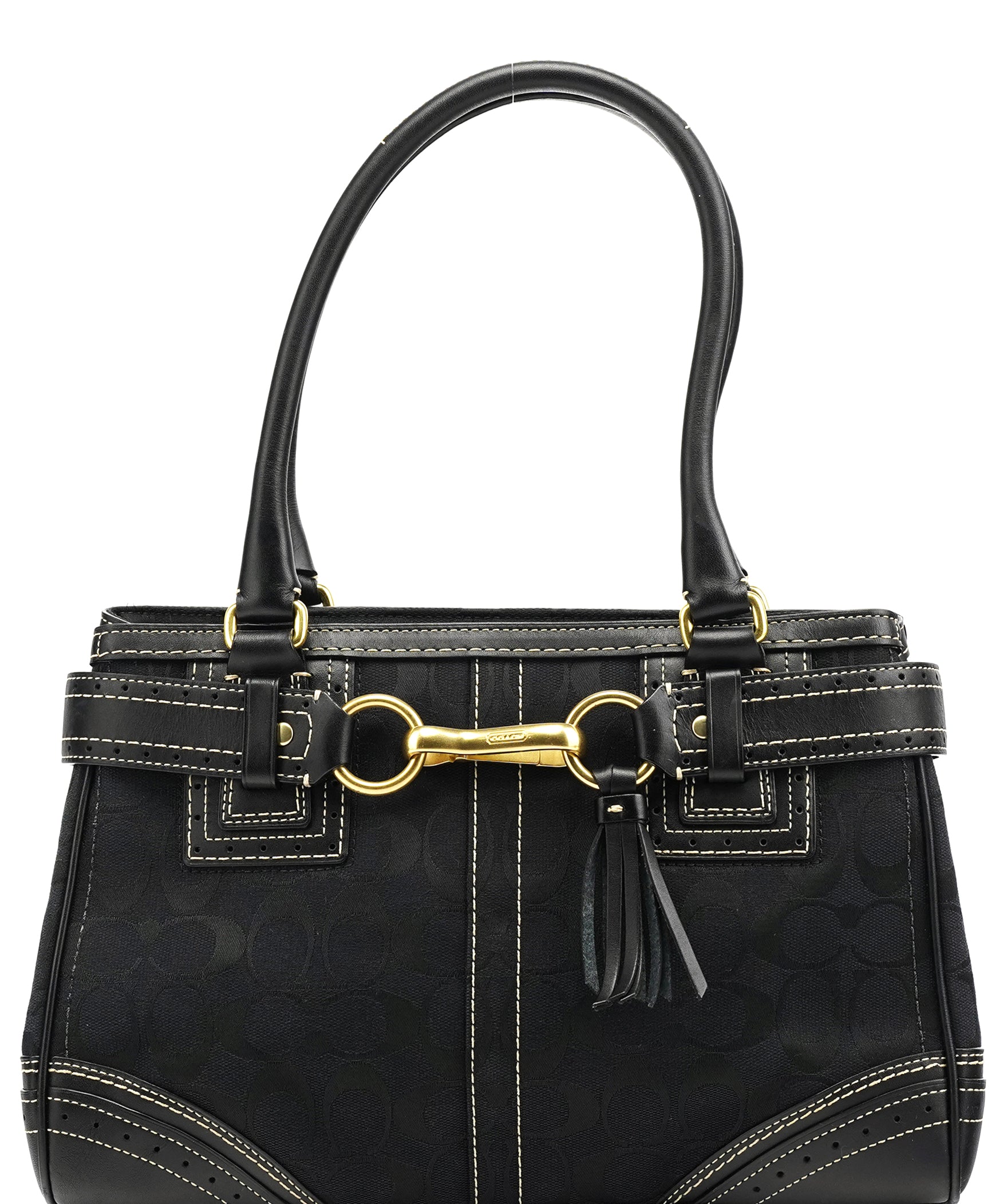 Coach 10507 Black Signature Canvas Hamptons Tote Bag