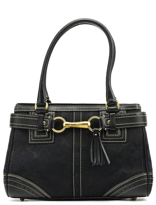 Coach 10507 Black Signature Canvas Hamptons Tote Bag