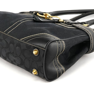 Coach 10507 Black Signature Canvas Hamptons Tote Bag