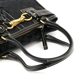 Coach 10507 Black Signature Canvas Hamptons Tote Bag