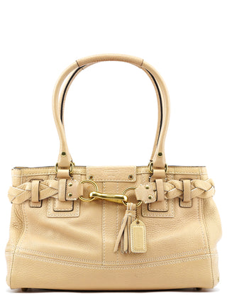 Coach 10528 Beige Pebbled Leather Hamptons Tote Bag