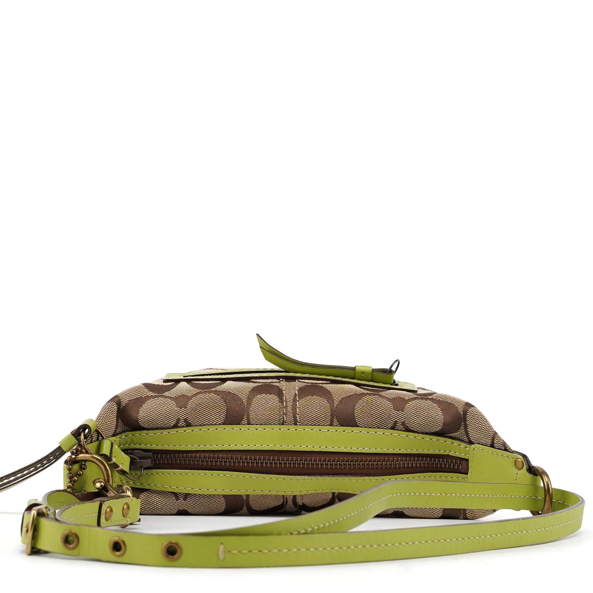 Coach 10840 Mini sac Swing Signature C en jacquard beige et vert