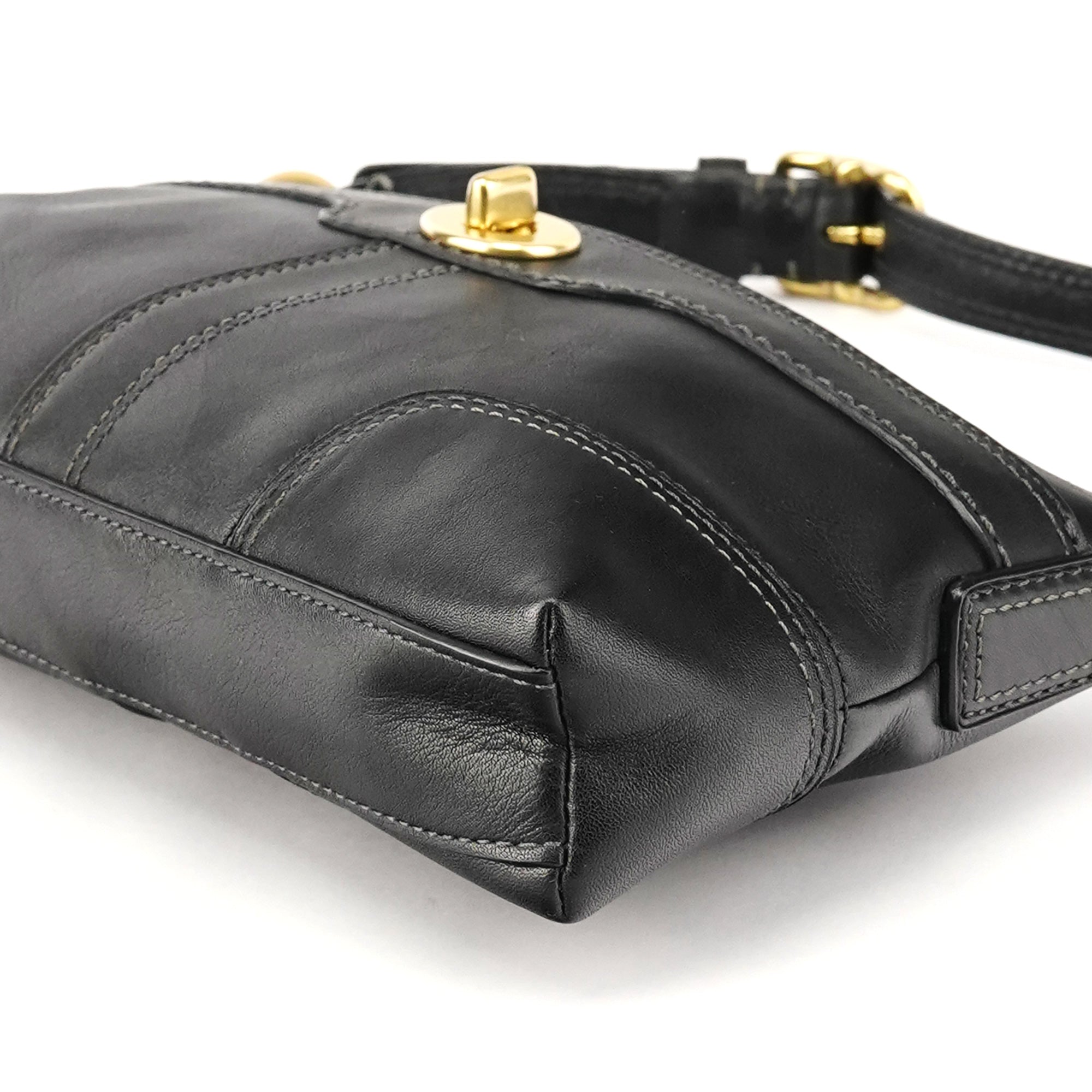 Coach 11042 Black Leather Turnlock Shoulder Bag