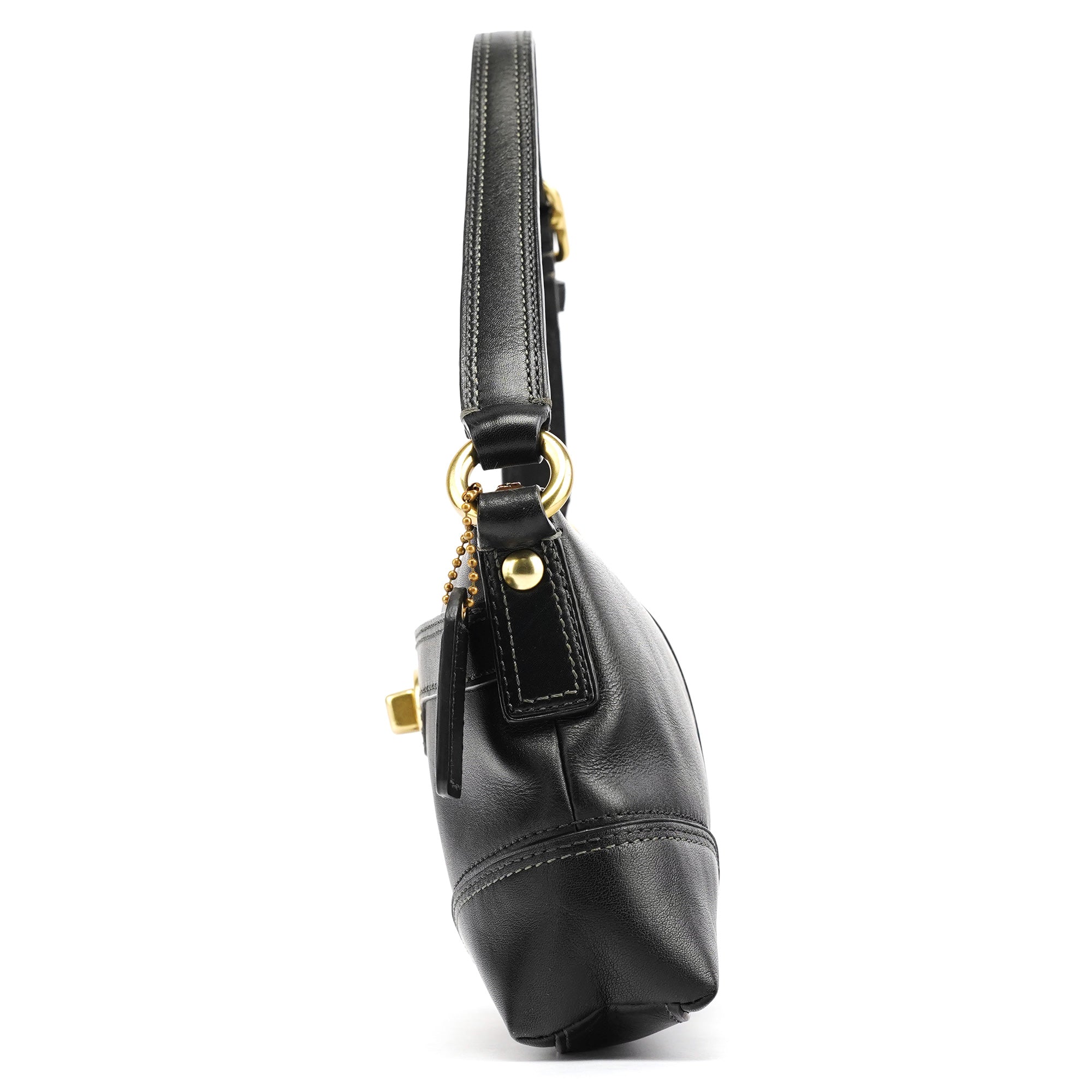 Coach 11042 Black Leather Turnlock Shoulder Bag