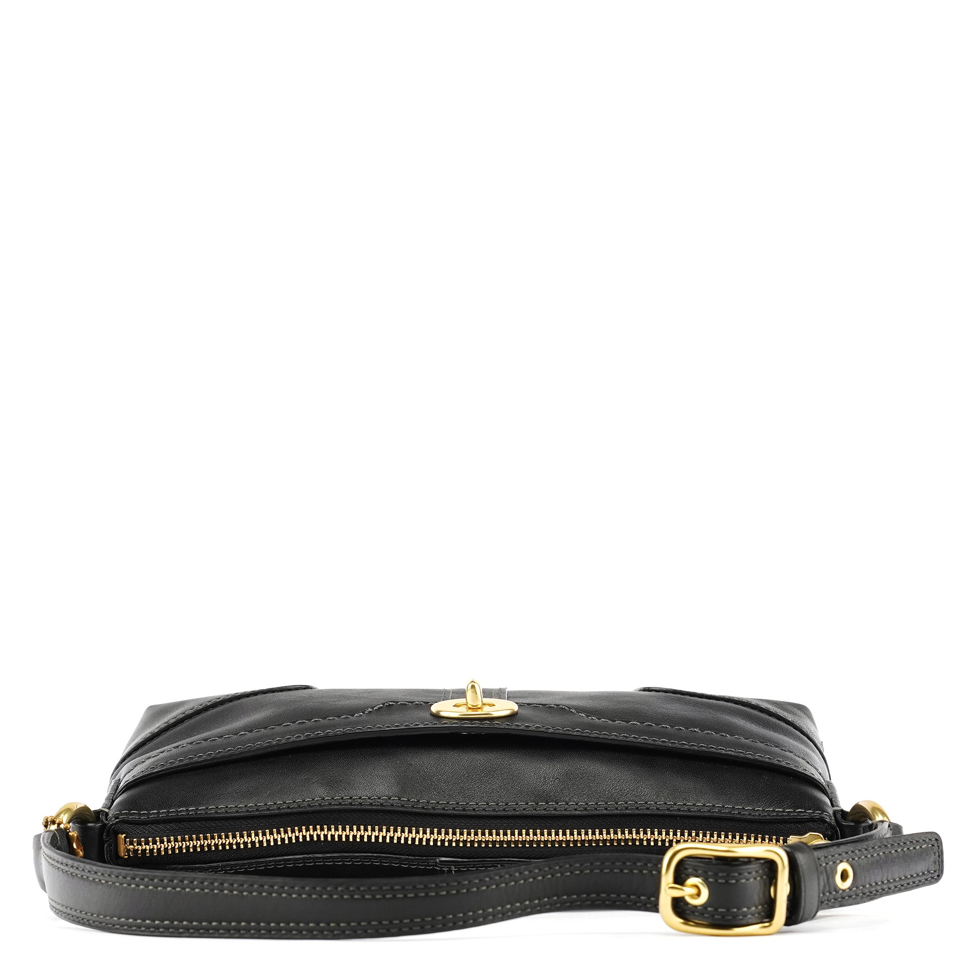Coach 11042 Black Leather Turnlock Shoulder Bag