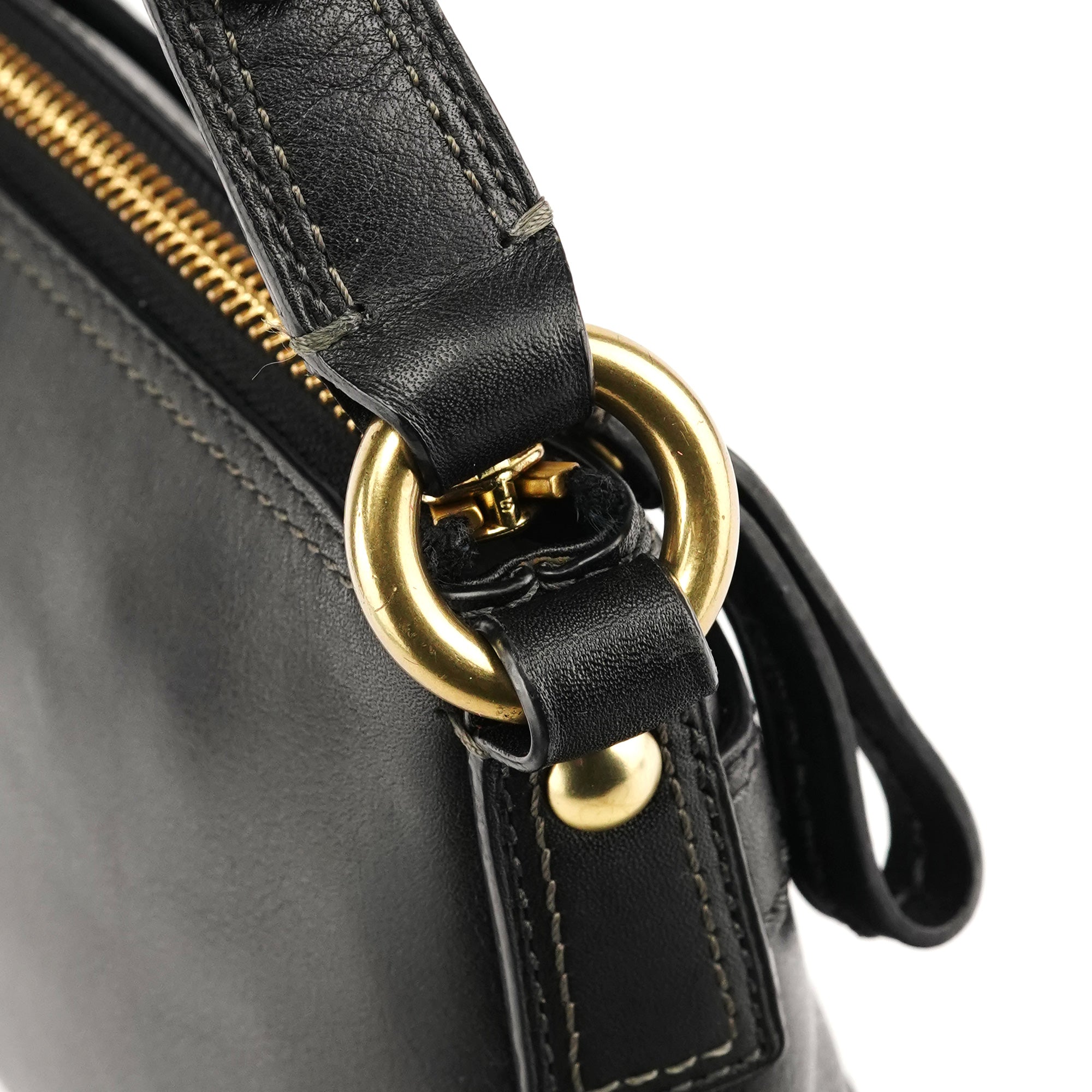 Coach 11042 Black Leather Turnlock Shoulder Bag