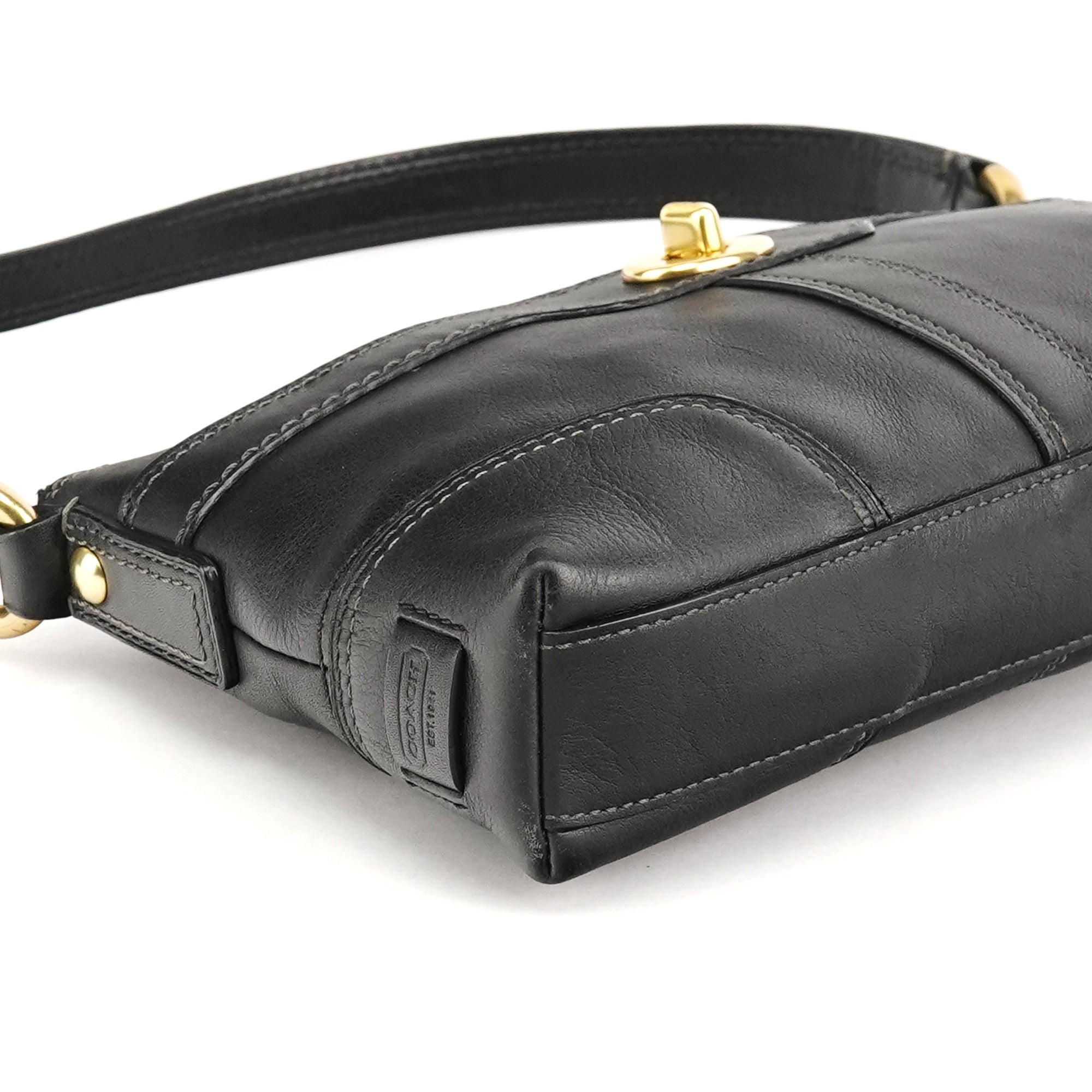 Coach 11042 Black Leather Turnlock Shoulder Bag