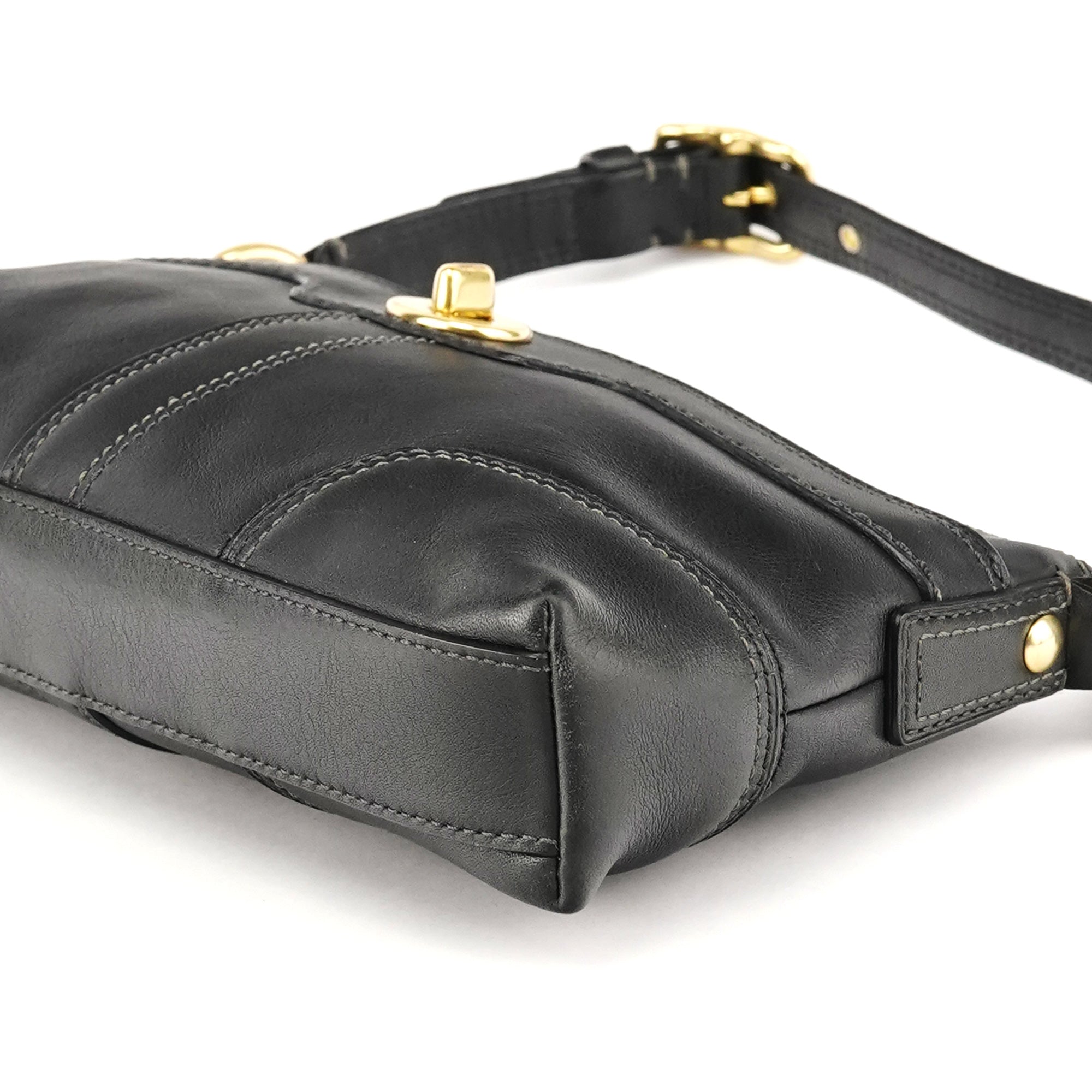 Coach 11042 Black Leather Turnlock Shoulder Bag