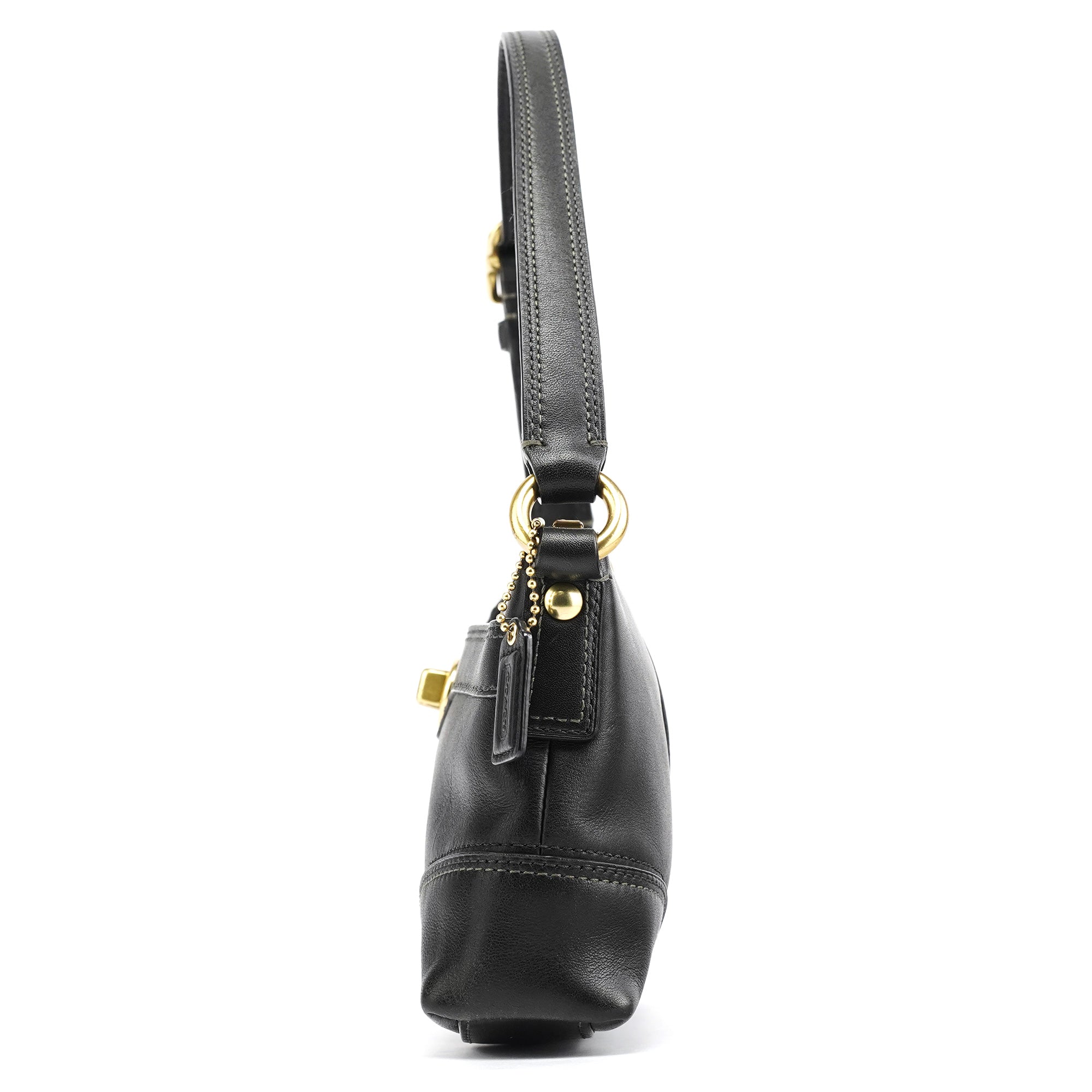Coach 11042 Black Leather Turnlock Shoulder Bag