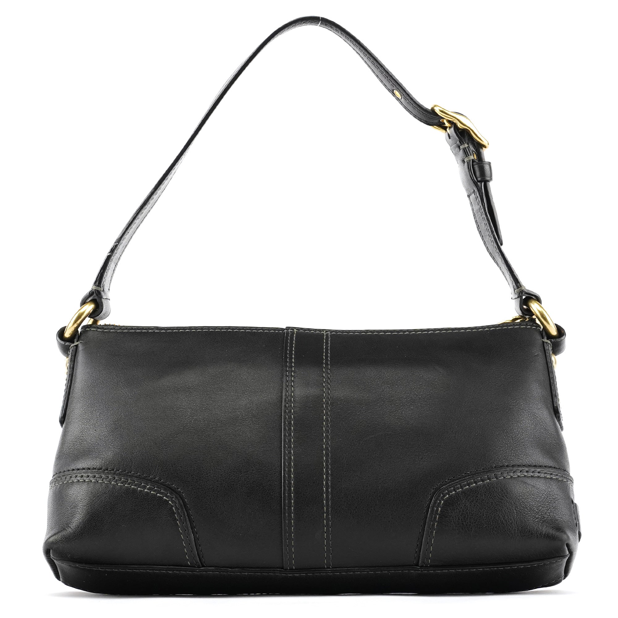 Coach 11042 Black Leather Turnlock Shoulder Bag