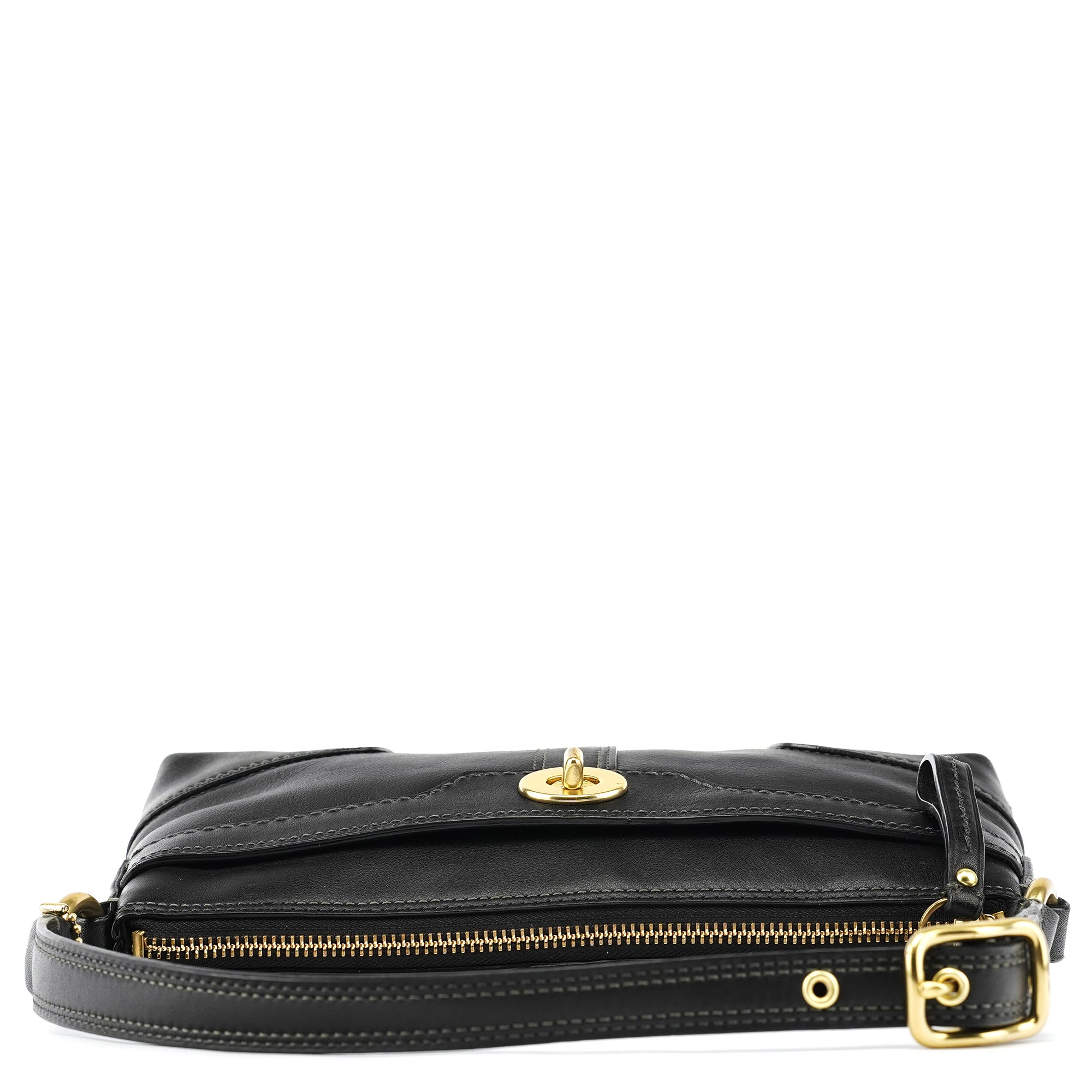 Coach 11042 Black Leather Turnlock Shoulder Bag