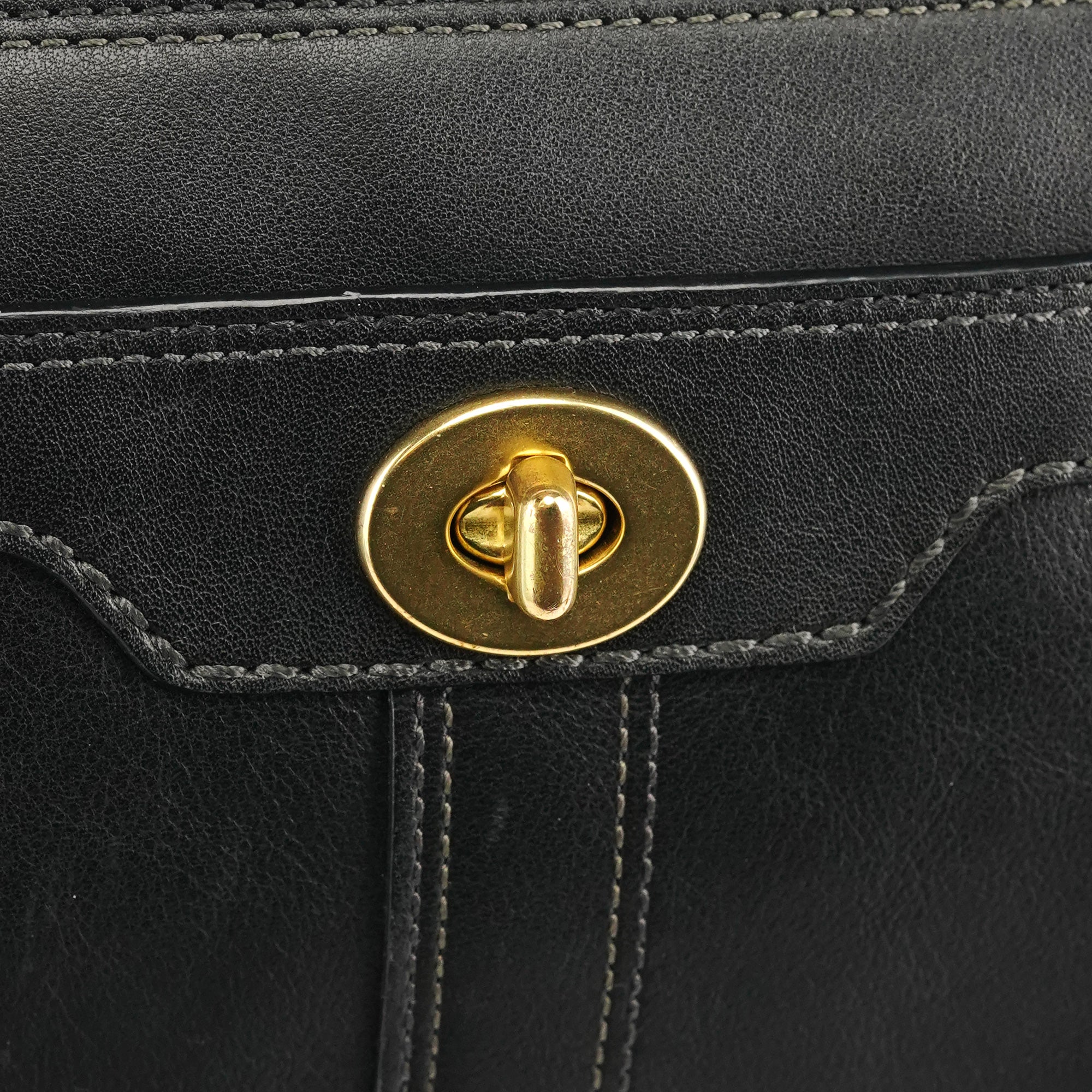 Coach 11042 Black Leather Turnlock Shoulder Bag