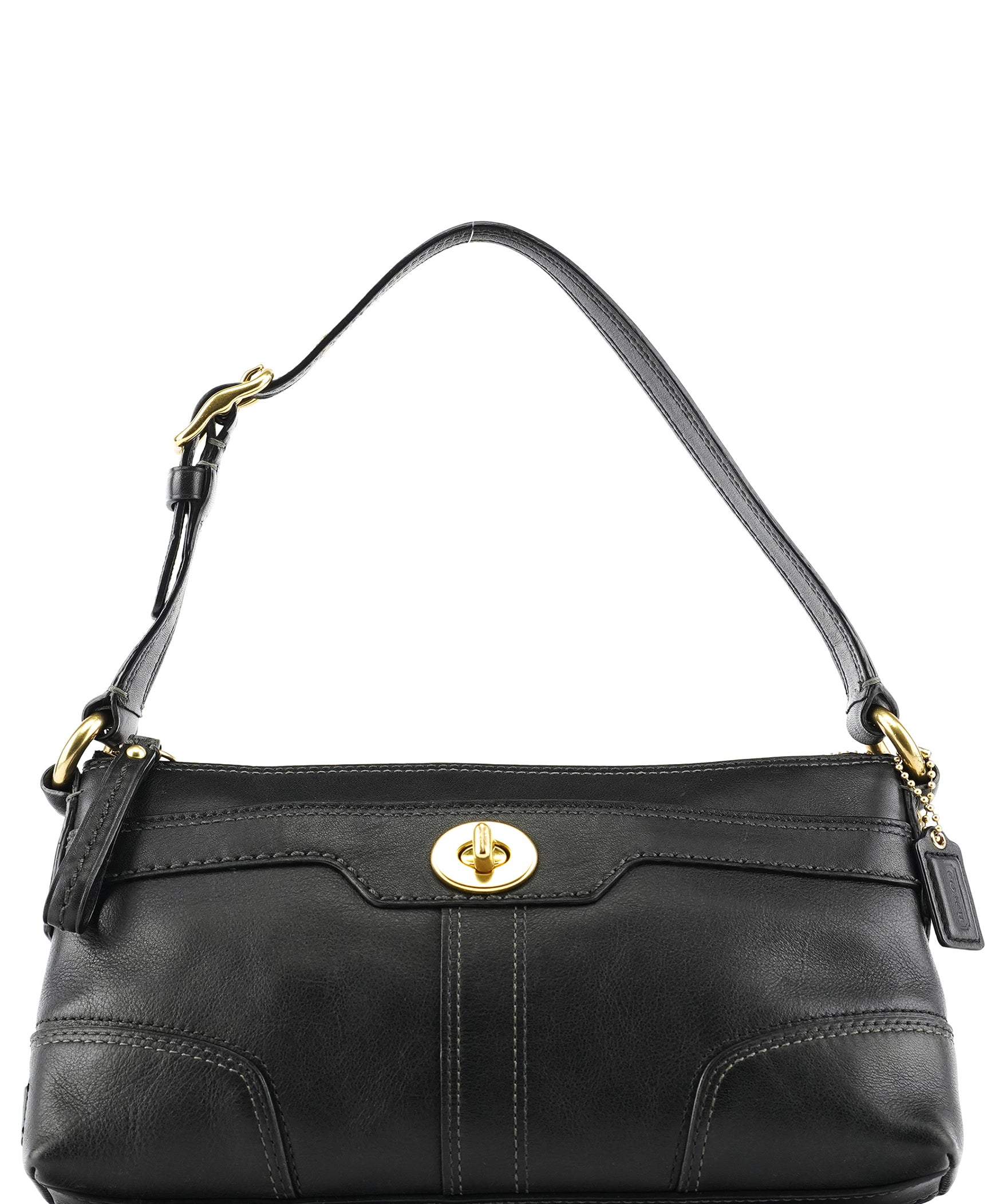 Coach 11042 Black Leather Turnlock Shoulder Bag