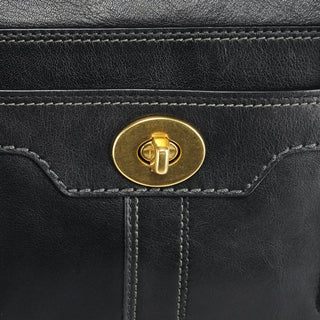 Coach 11047 Black Leather Turnlock Tote Bag