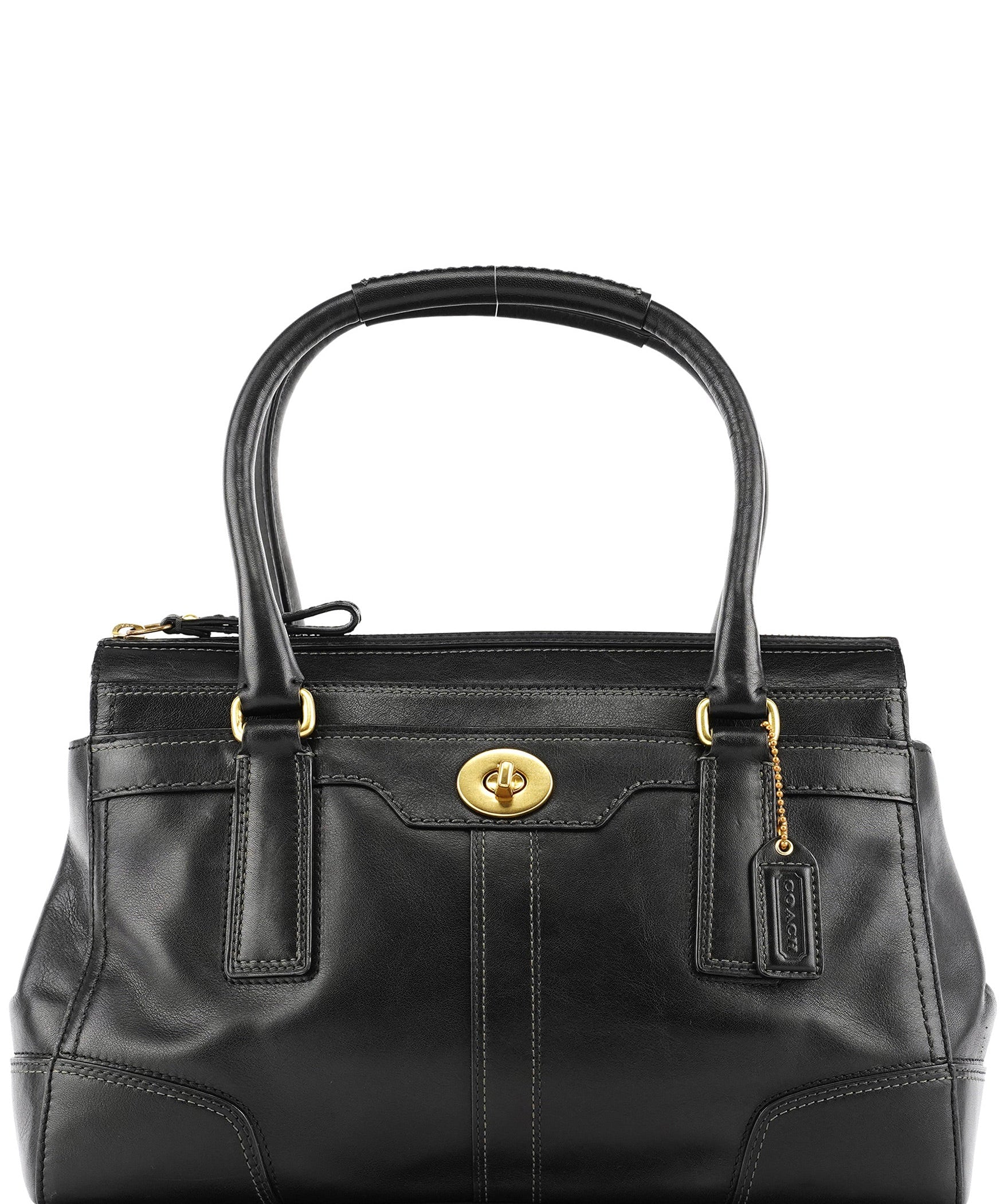 Coach 11047 Black Leather Turnlock Tote Bag