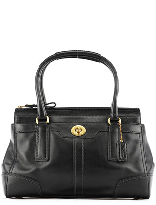 Coach 11047 Black Leather Turnlock Tote Bag