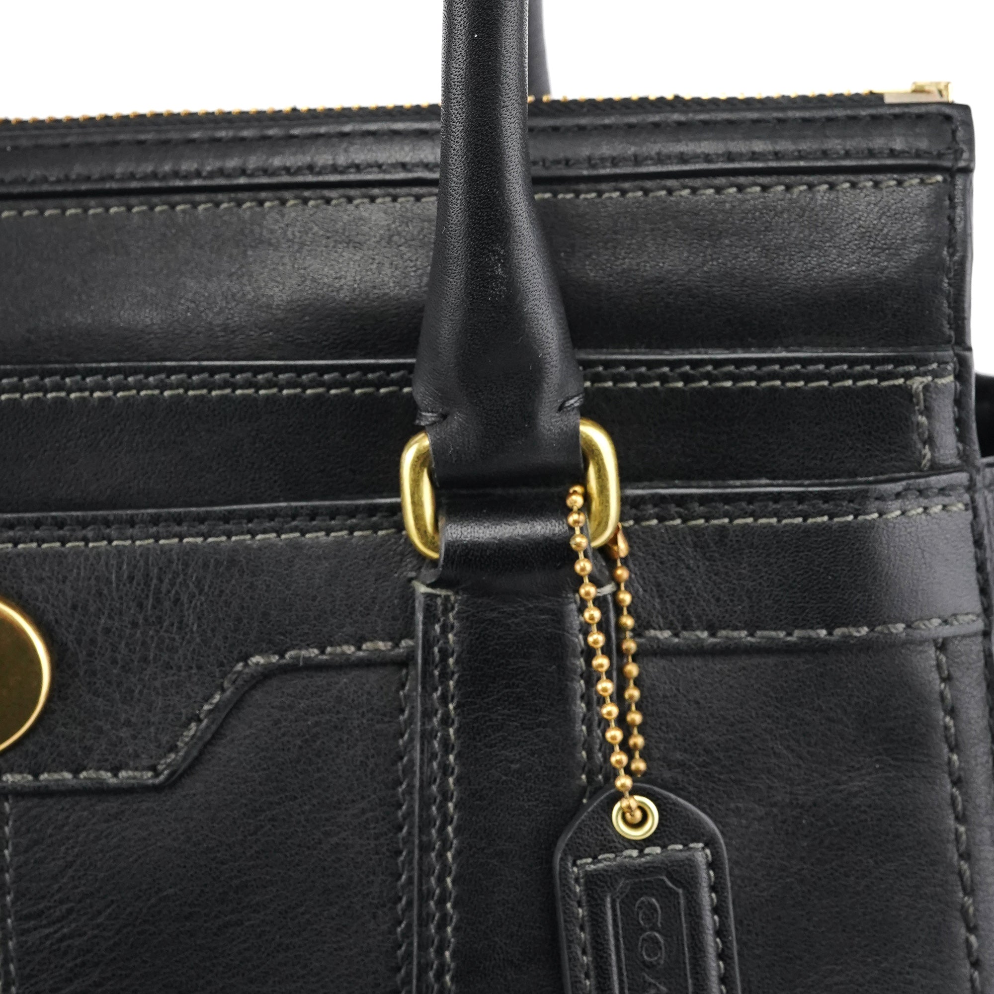 Coach 11047 Sac cabas Turnlock en cuir noir