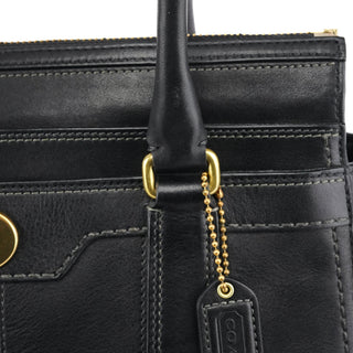 Coach 11047 Black Leather Turnlock Tote Bag