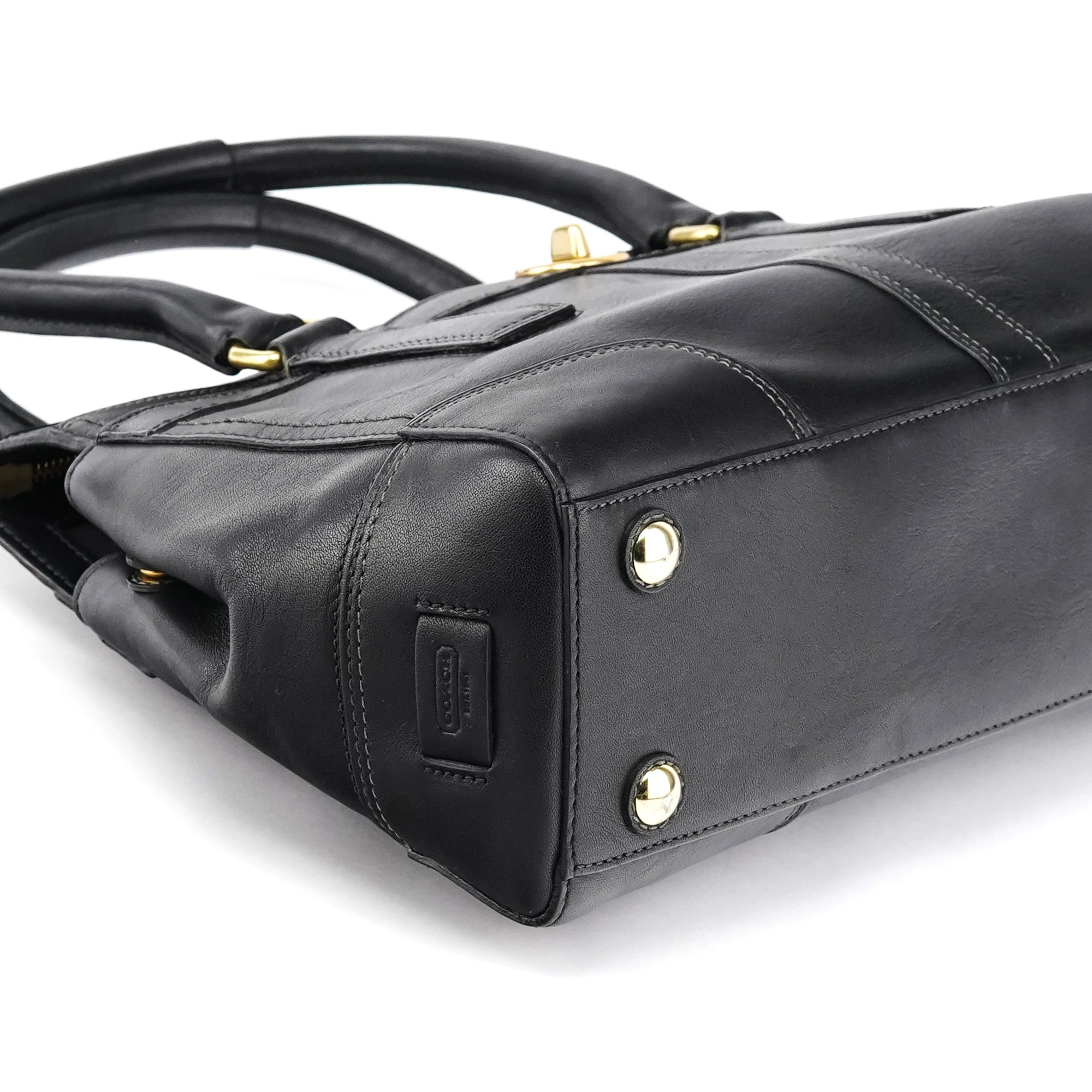 Coach 11047 Sac cabas Turnlock en cuir noir