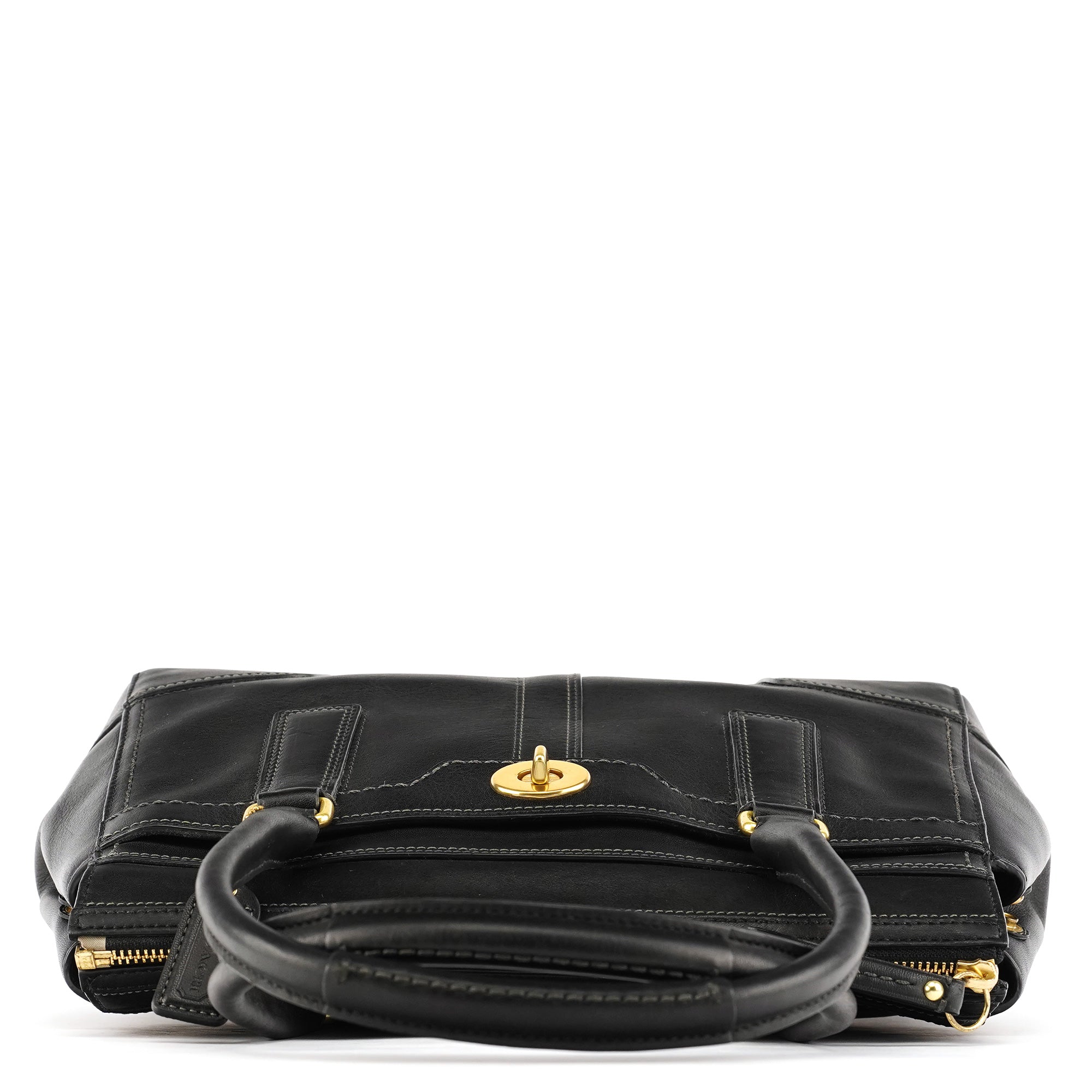 Coach 11047 Sac cabas Turnlock en cuir noir