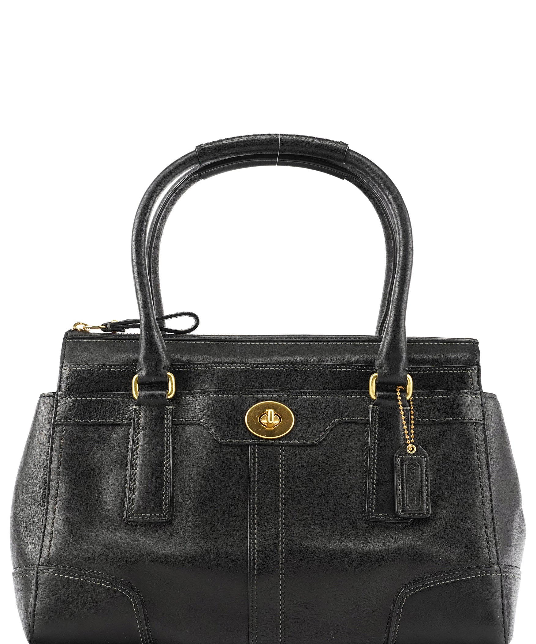 Coach 11047 Black Leather Turnlock Tote Bag