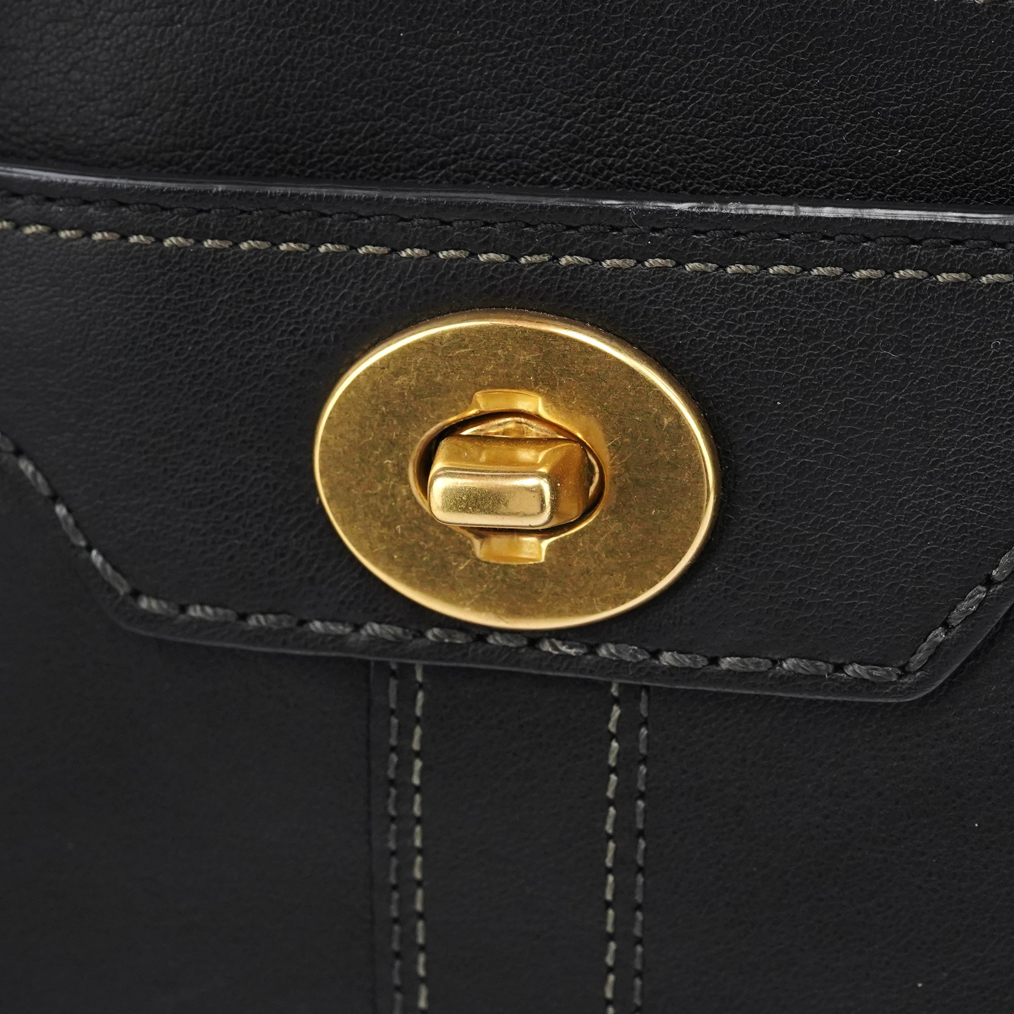 Coach 11047 Black Leather Turnlock Tote Bag