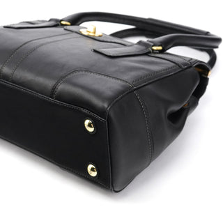 Coach 11047 Black Leather Turnlock Tote Bag